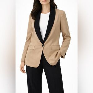 Equipment Femme Quincy Wool Blazer Size 6 Camel Brown Chic Old Money Chic Work
